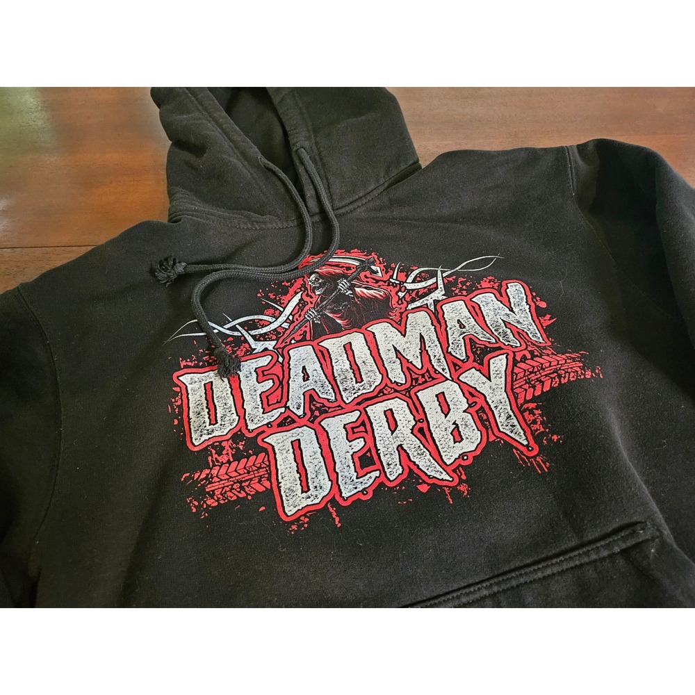 Pennant Deadman Derby Hoodie Mens Sz M Black Demolition Derby Graphic Sweatshirt